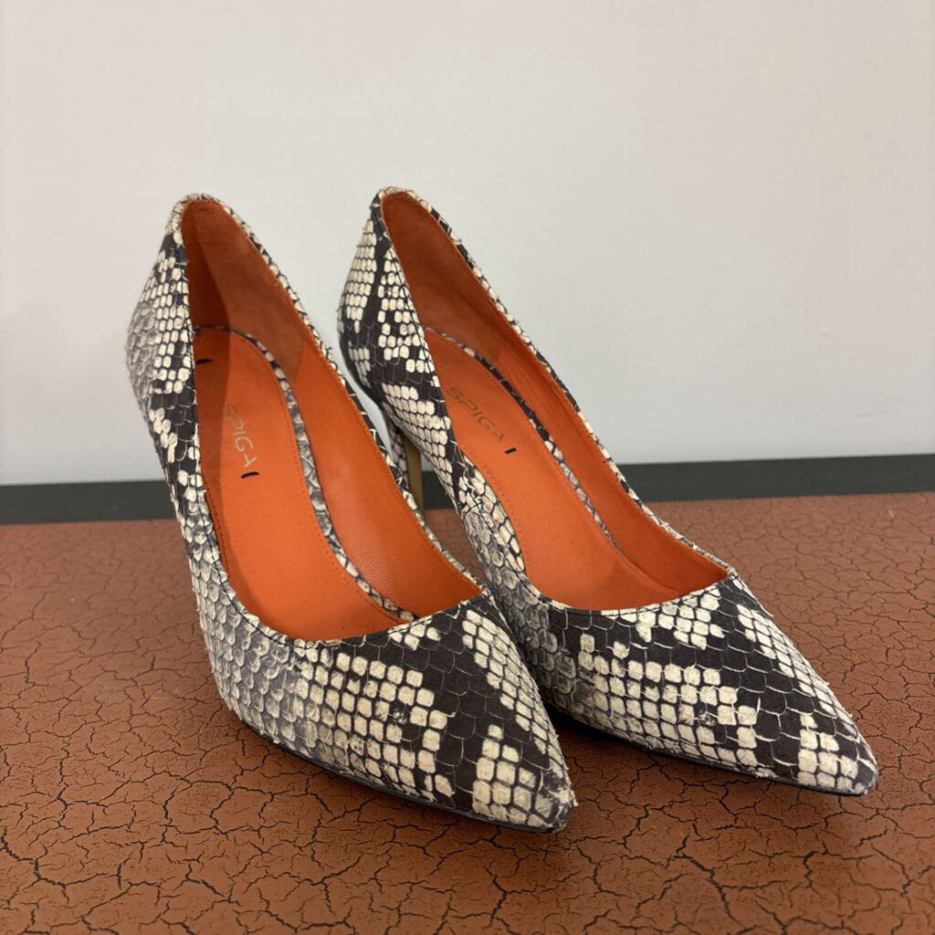 VIA SPIGA - FAUX SNAKESKIN HEELS