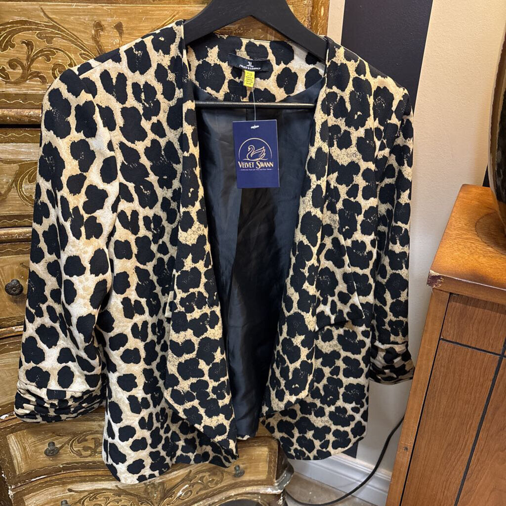JULES & LEOPOLD LEOPARD PRINT OPEN BLAZER