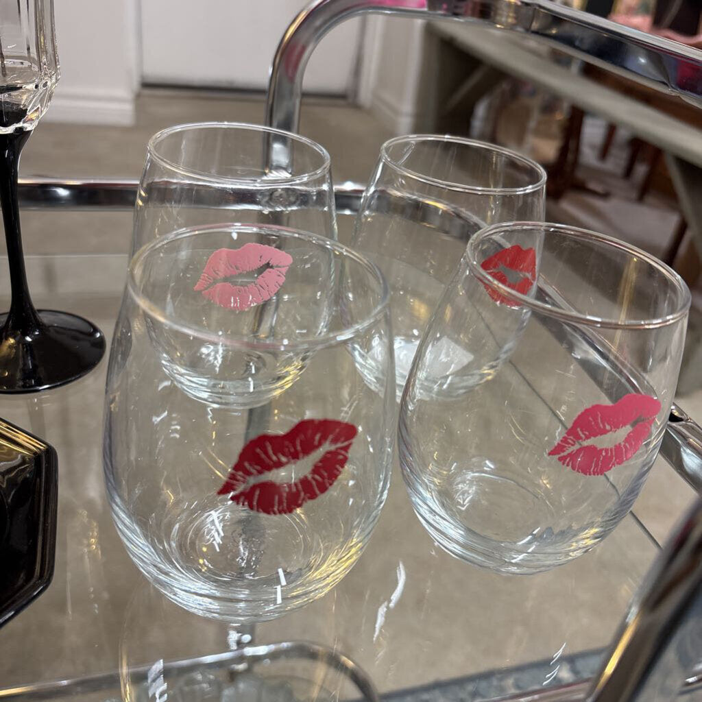 SET OF 4 STEMLESS GLASSES - LIPS
