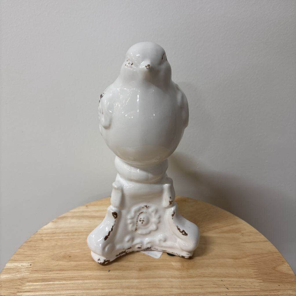 Distressed White Ceramic Bird