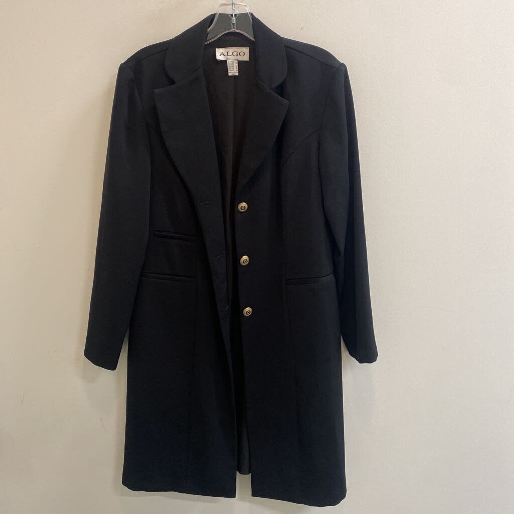 ALGO - BLACK MIDI BLAZER JACKET W/ GOLD BUTTONS