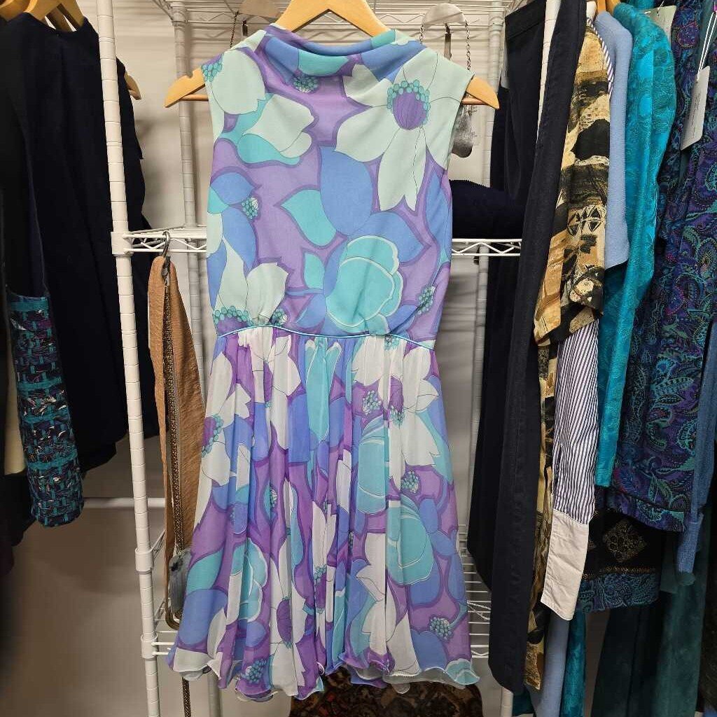 1960s Handmade Dress - Purple/Blue/White