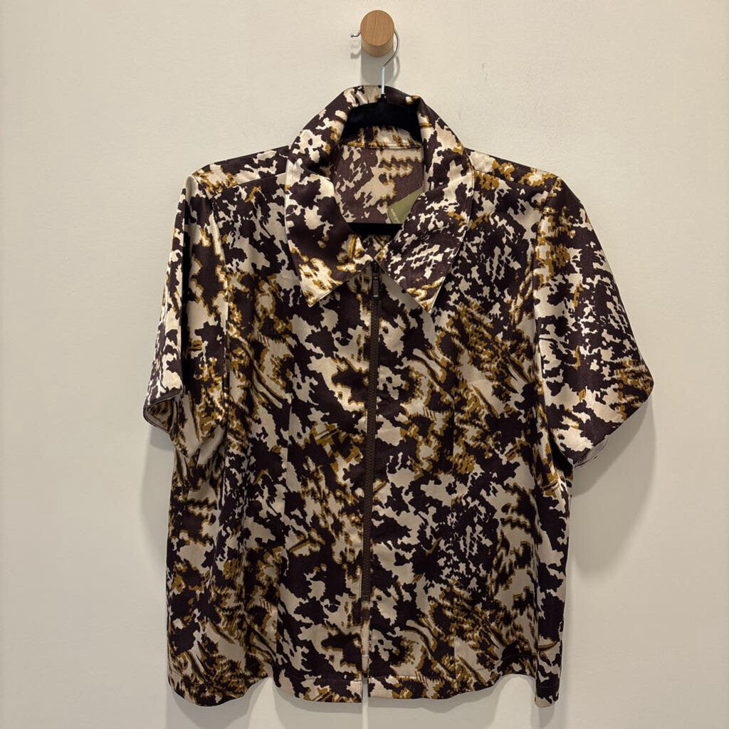 VINTAGE ZIPPERED SHIRT SLEEVE TOP