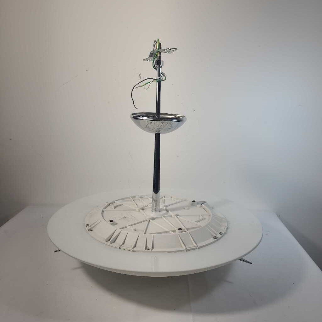 ROUND WHITE/ CHROME HANGING LIGHT