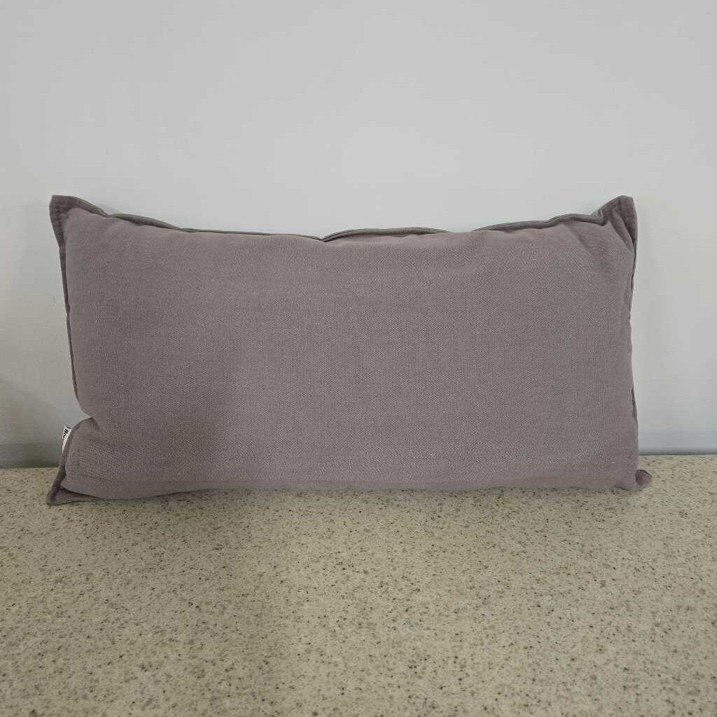 FAUX LEATHER TAUPE LUMBAR PILLOW