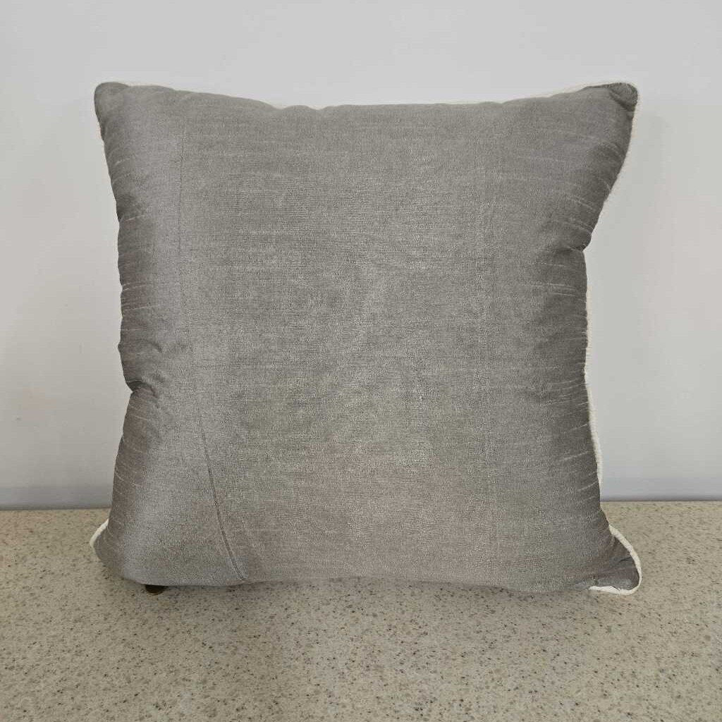 SILVER W/CREAM EMBROIDERY PILLOW