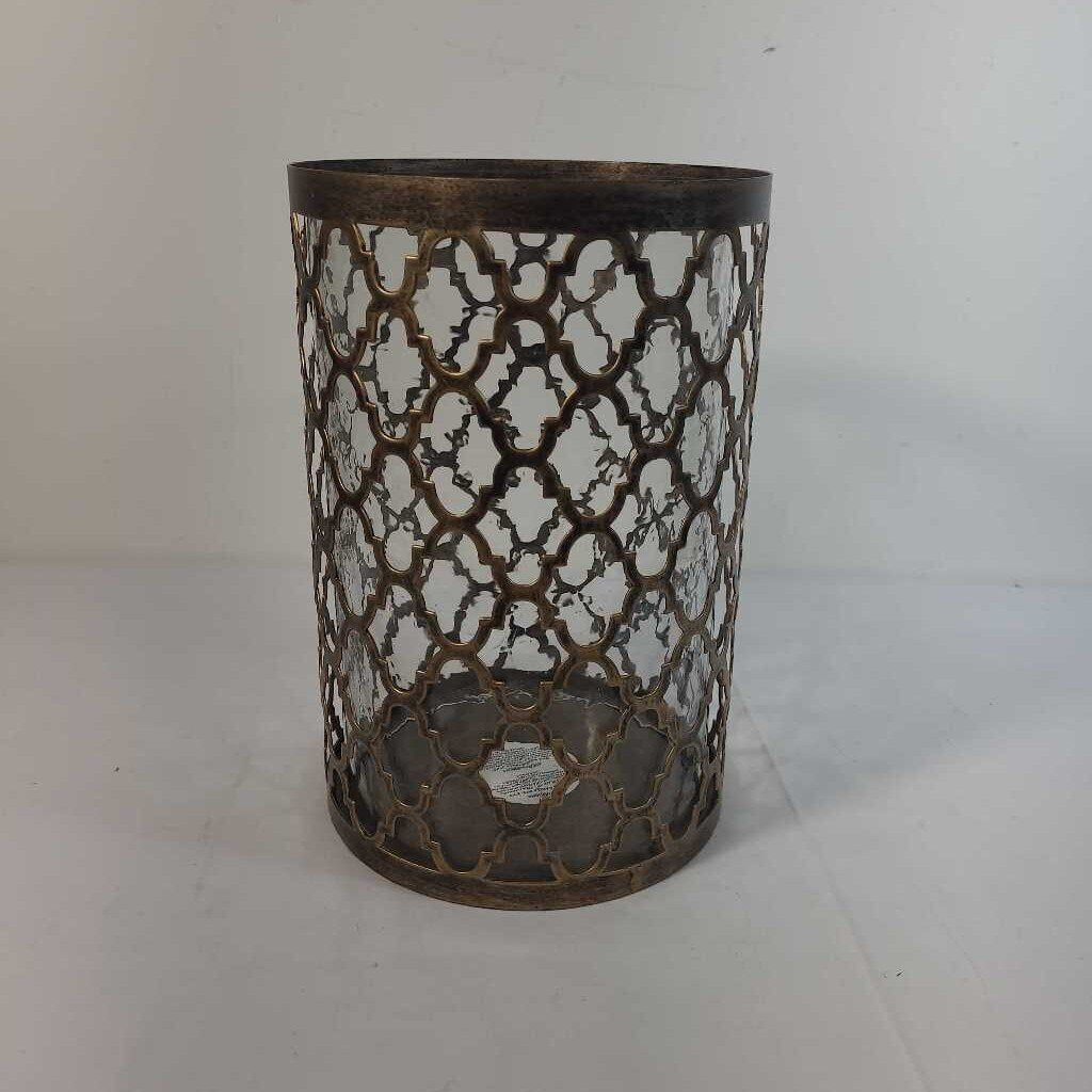 AGED GOLD & GLASS CANDLE HURRICAN