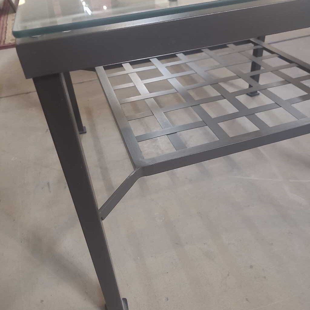 METAL BASE GLASS TOP END TABLE