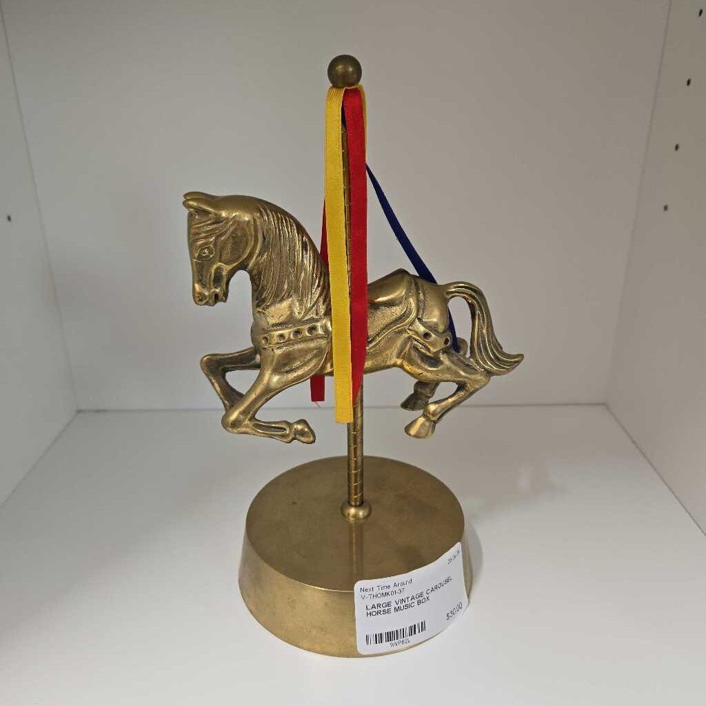 LARGE VINTAGE CAROUSEL HORSE MUSIC BOX