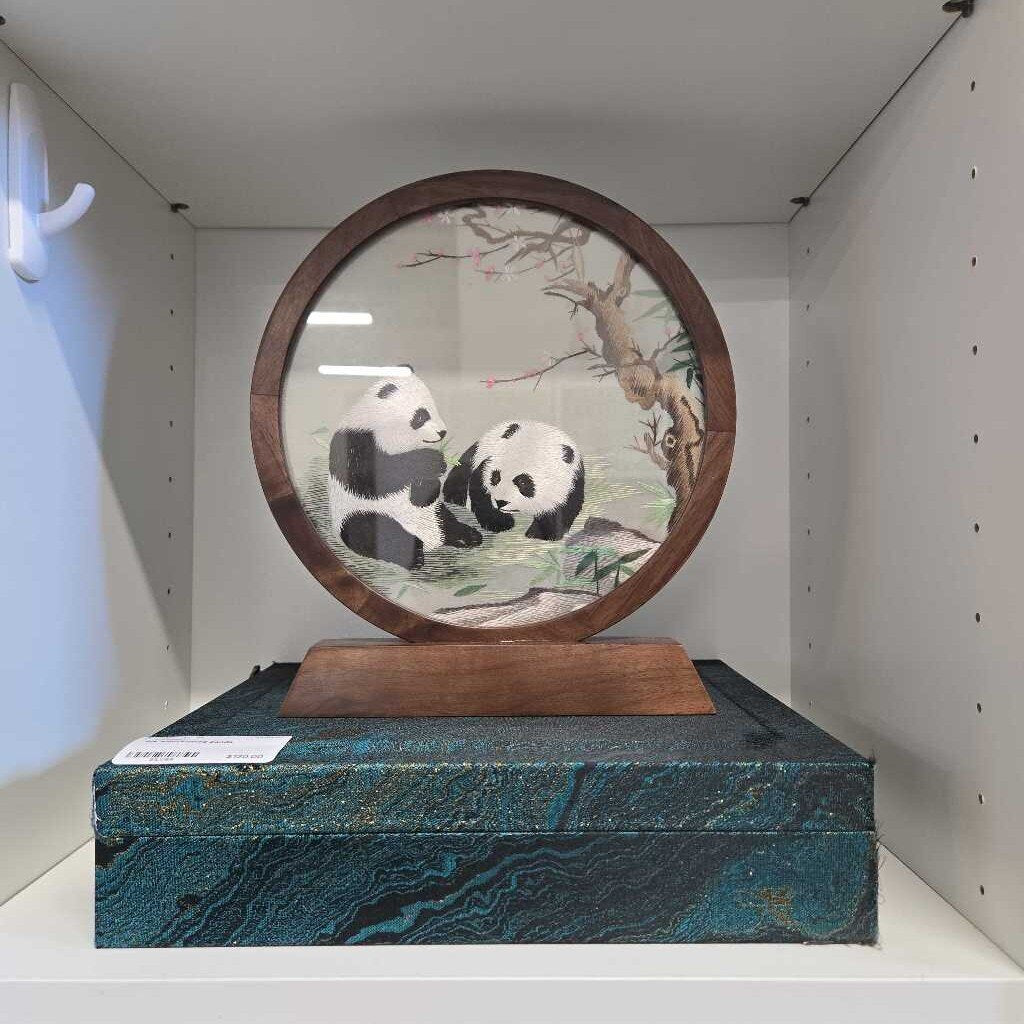 Chinese Silk embroidered panda(with box)