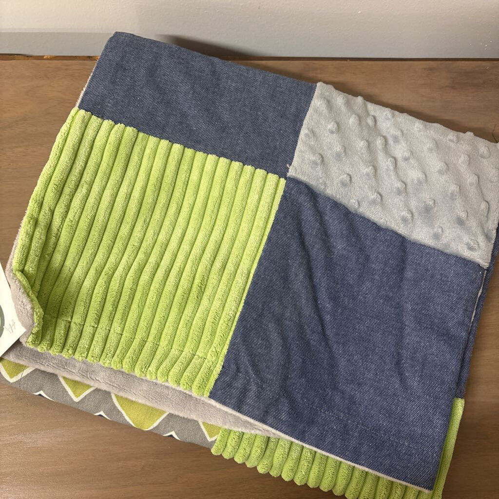Sensory Patchwork Blanket Denim and Minky 28"x 34"