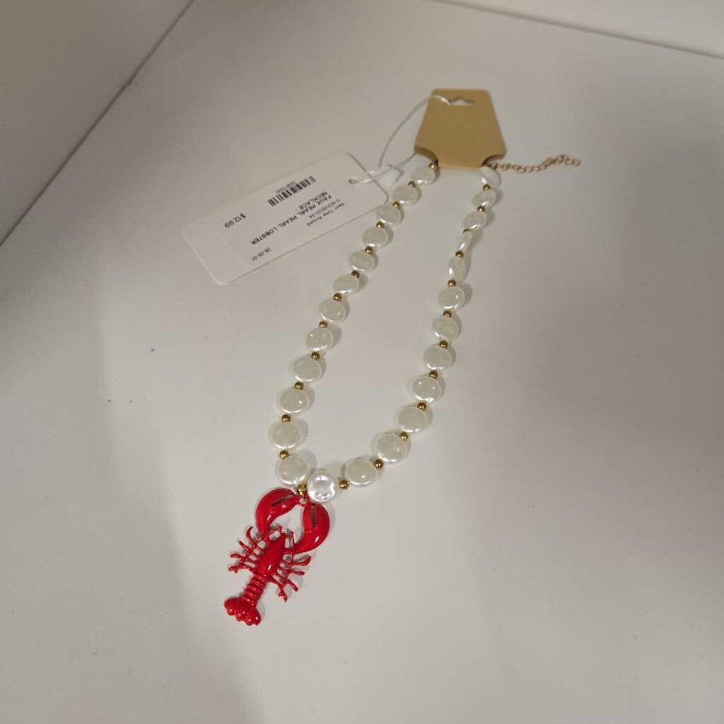 FAUX PEARL PEARL LOBSTER NECKLACE