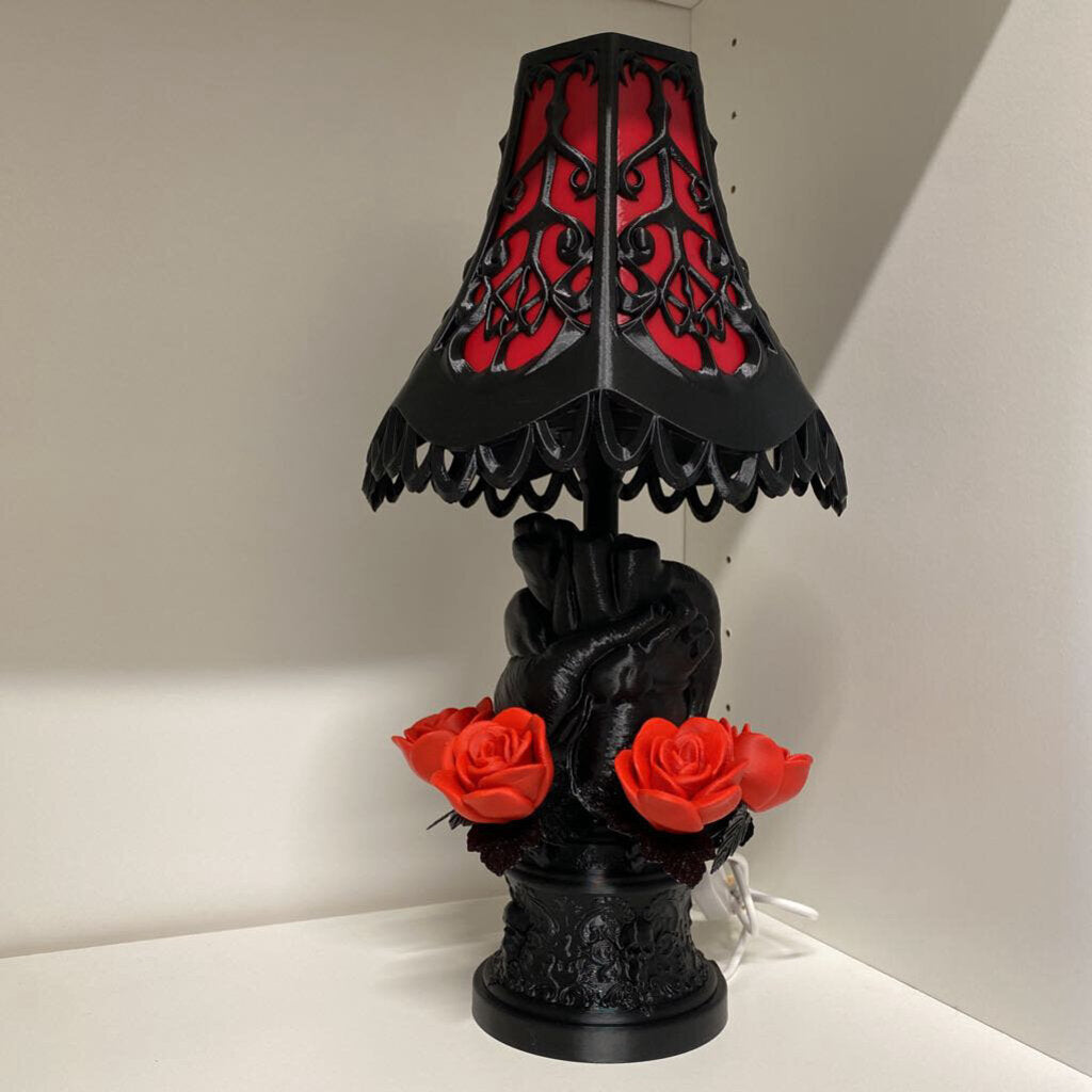 Black lamp with roses
