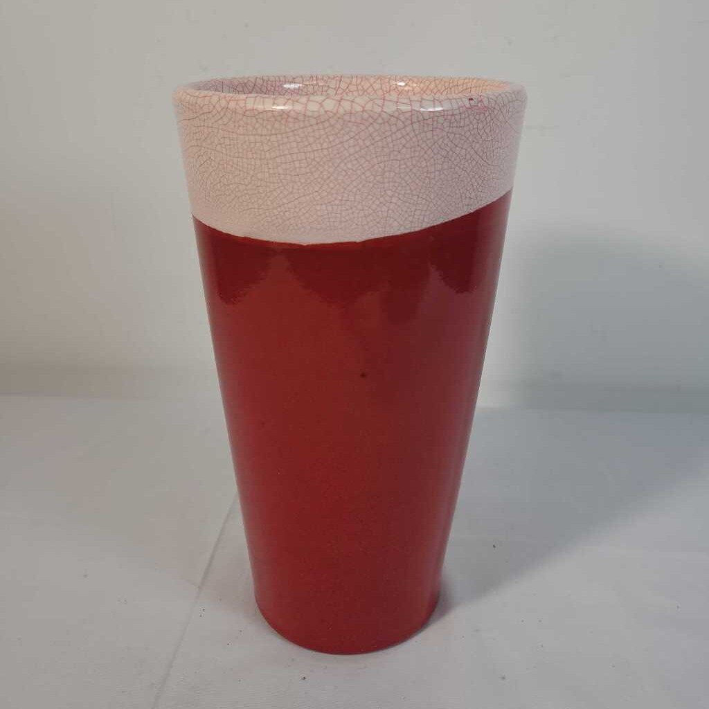 RED CRACKLE VASE