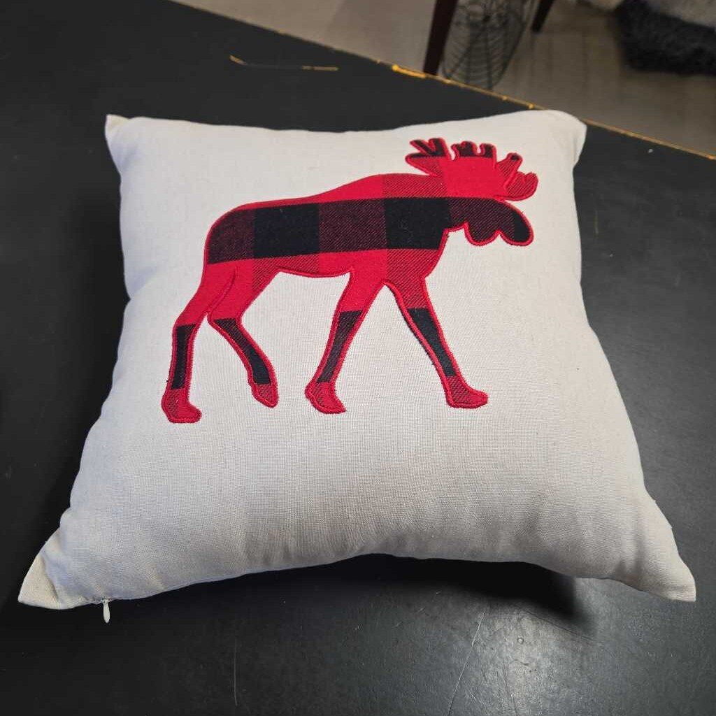 PLAID MOOSE PILLOW