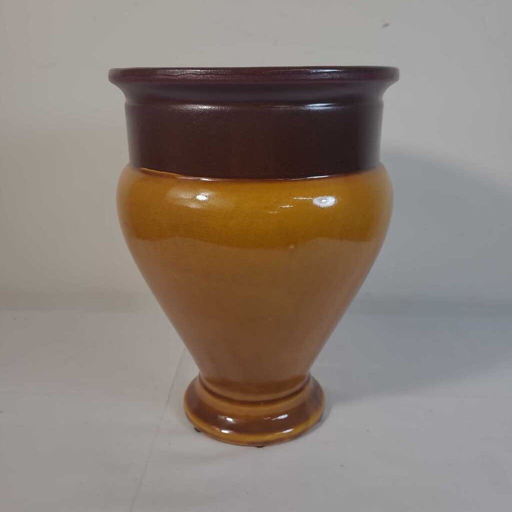 2 TONE BROWN CERAMIC VASE