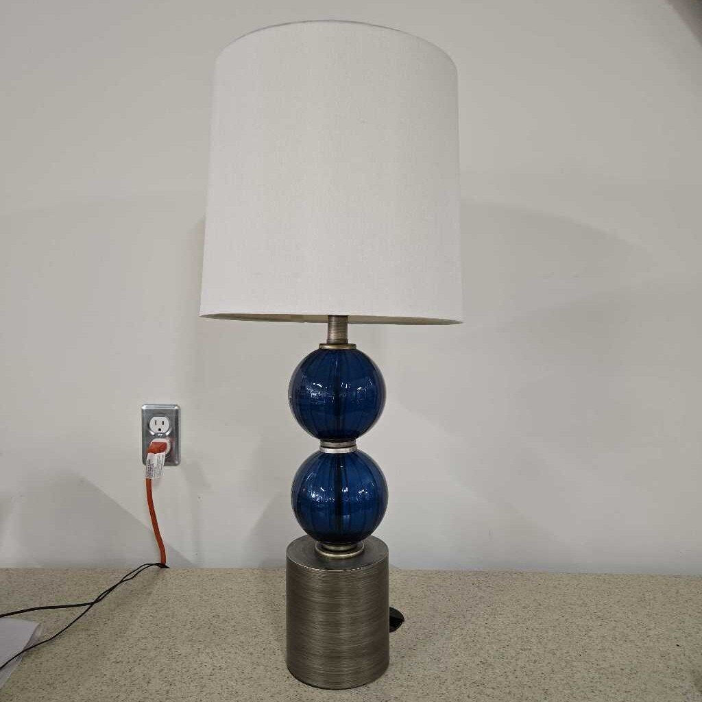 BLUE GLASS BALL TABLE LAMP