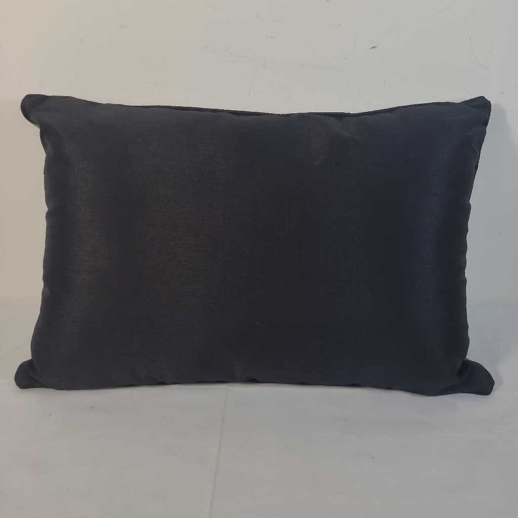 BLACK/GREY SATIN LUMBAR PILLOW