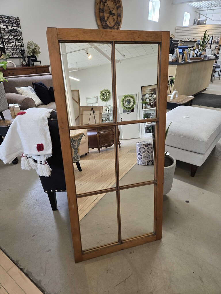 ANTIQUE WOODEN 6 PANEL MIRROR