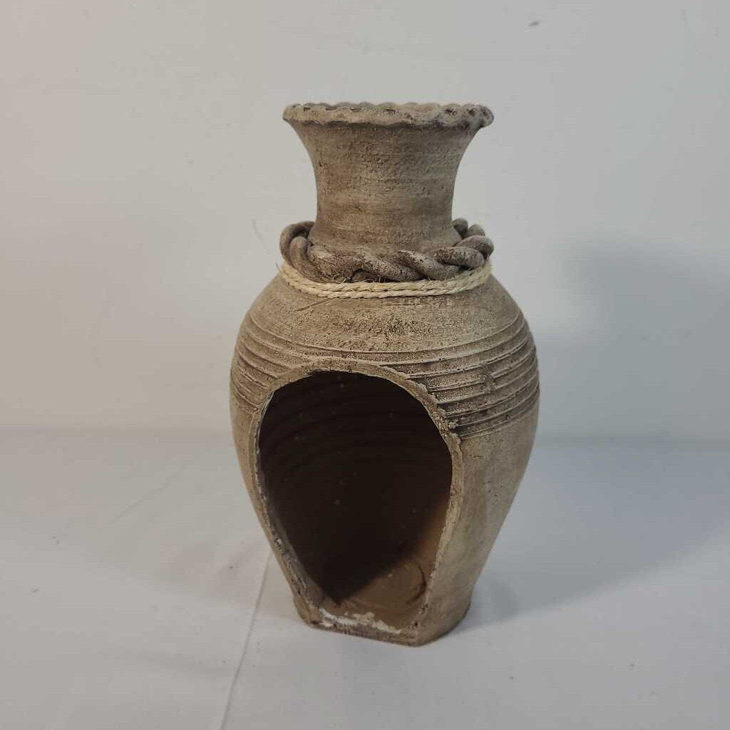 POTTERY VASE W/ OPENING FOR PLANT OR TEA LIGHT