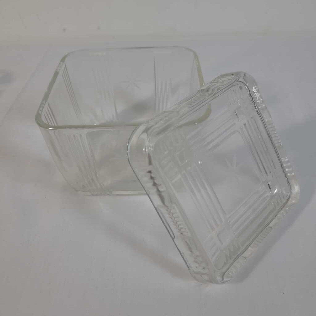 VTG HAZEL ATLAS CRISSCROSS SQ STORAGE DISH