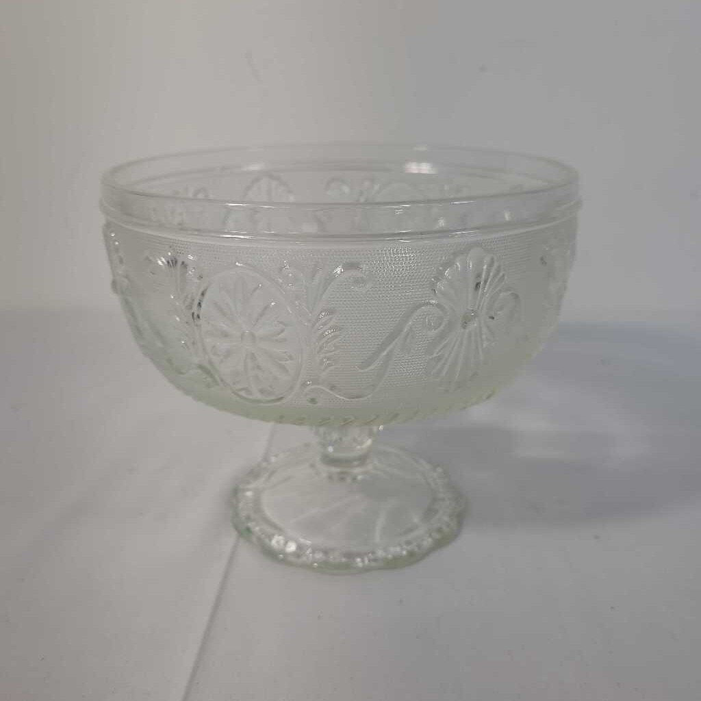 VTG INDIAN PRESSED GLASS PEDESTAL BOWL