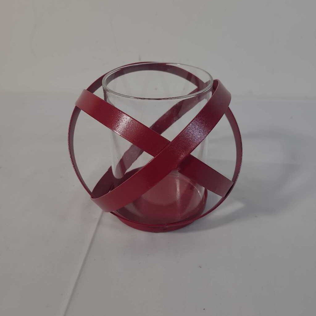 RED SPHERE CANDLE HOLDER