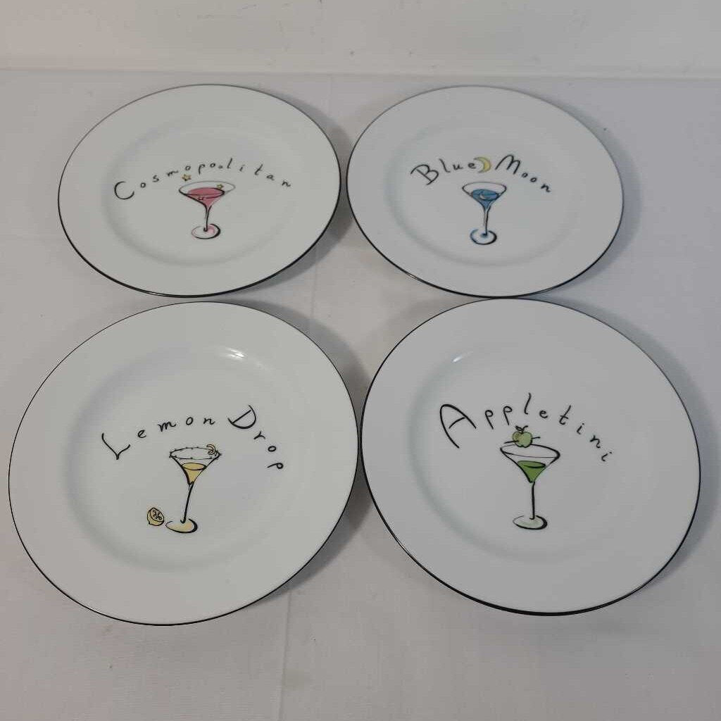 S/4 POTTERY BARN MARTINI PLATES