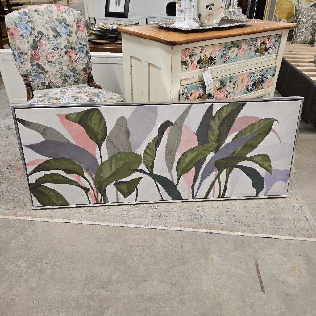MULTI COLOUR LEAF FRAMED CANVAS