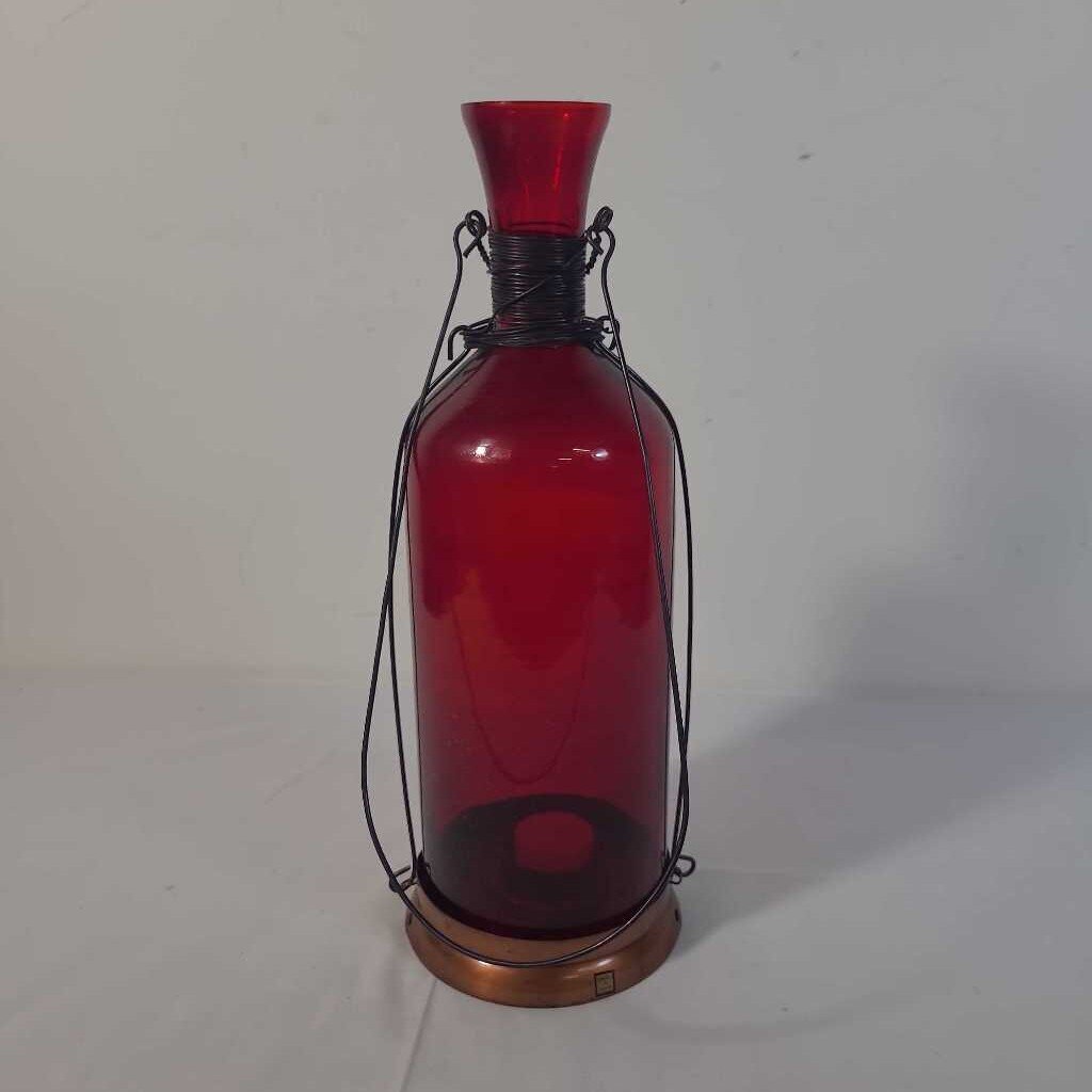 RED BOTTLE TEA LIGHT HOLDER