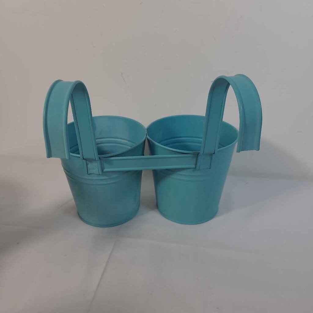 BLUE TIN HANGING PLANTER