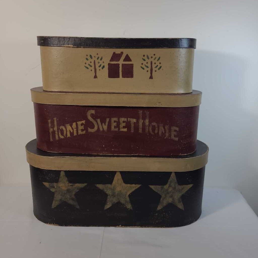 S/3 OVAL COUNTRY BOXES