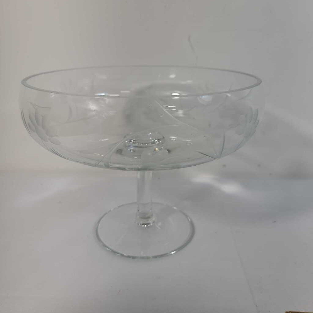ETCHED GLASS COMPOTE