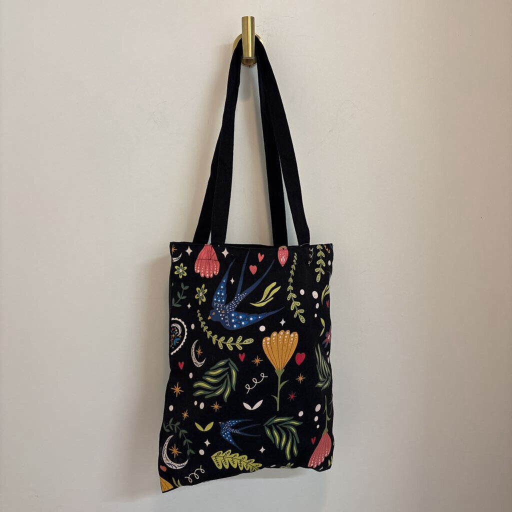 Midnight Bloom - Black Tote Bag
