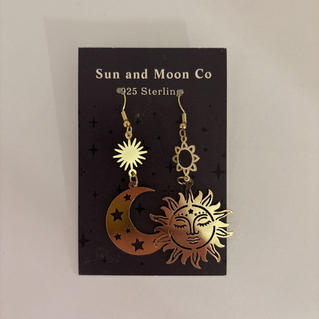 14K GOLD SS SUN/MOON EARRINGS