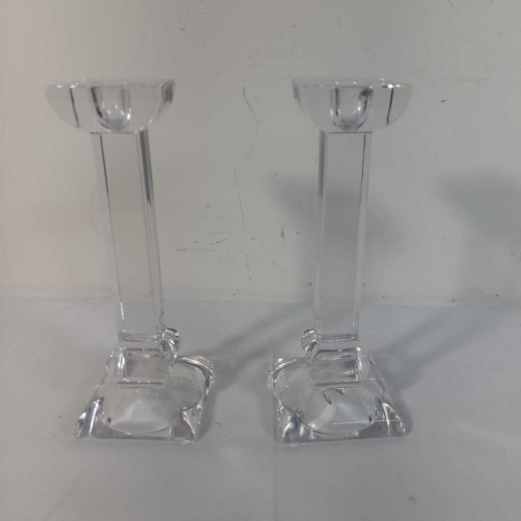 PR SQ CRYSTAL CANDLE HOLDERS