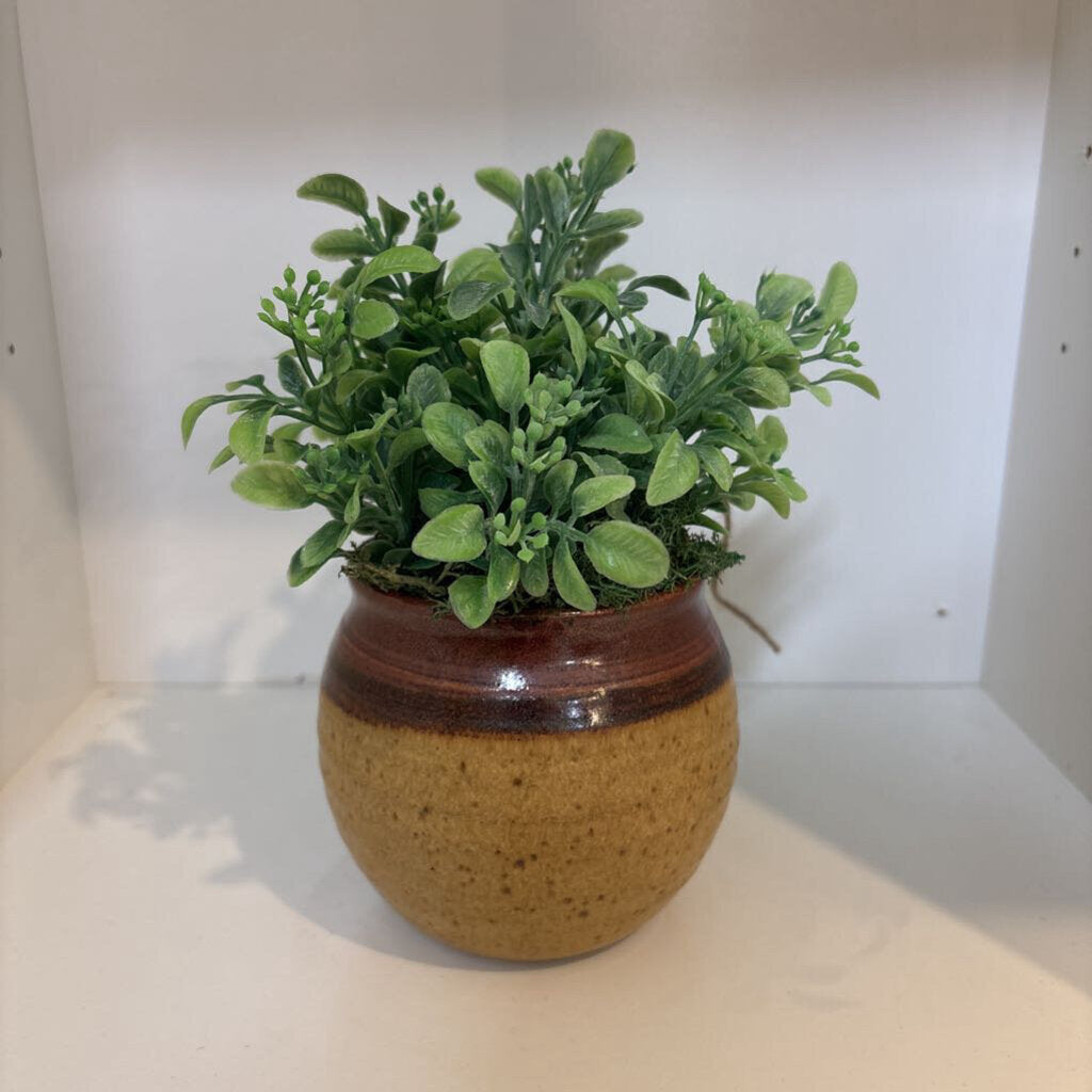 Brown Pottery Jar with Florals