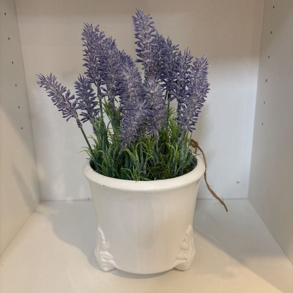 Footed Ceramic Planter with Lavender
