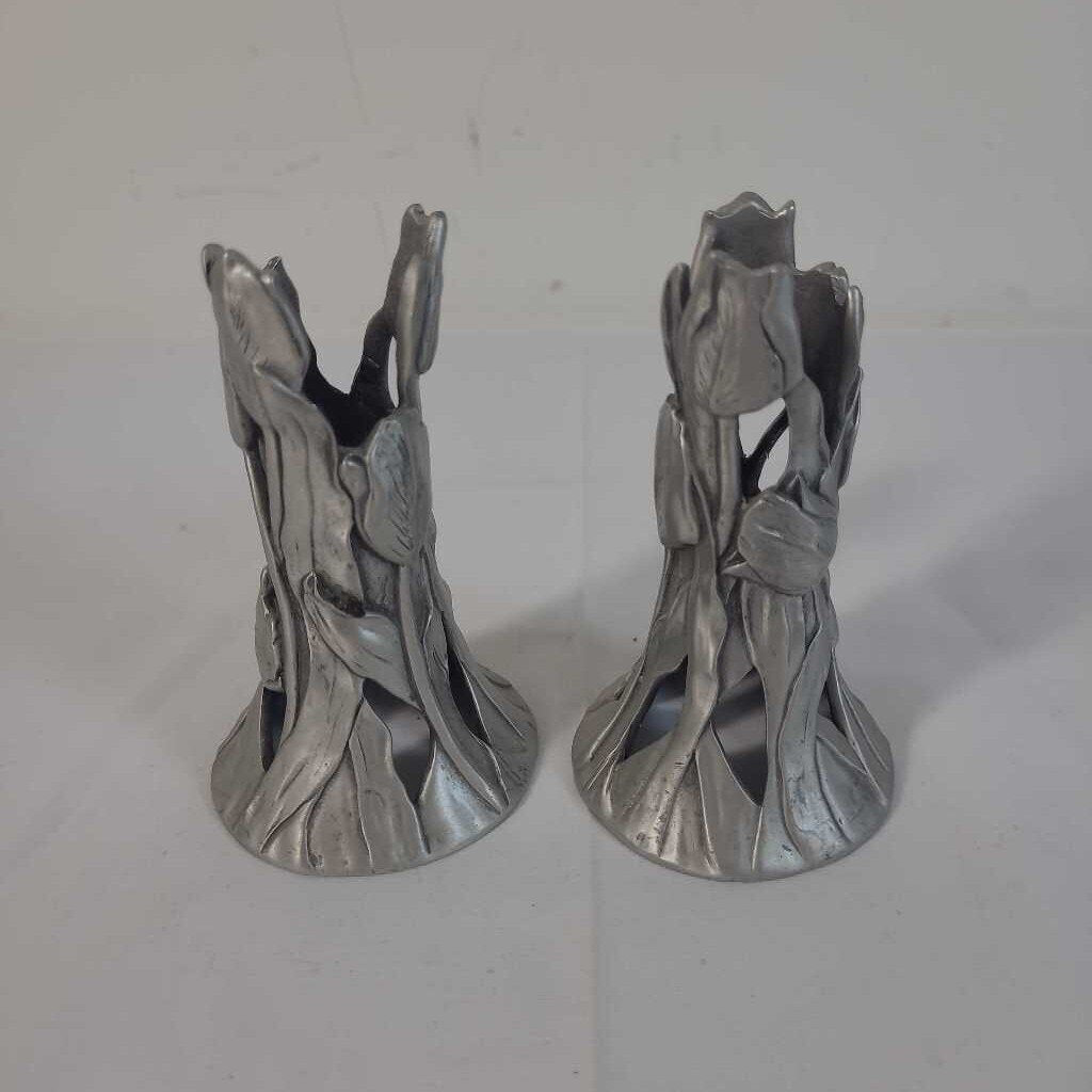 PR SEAGULL PEWTER CANDLESTICK HOLDERS