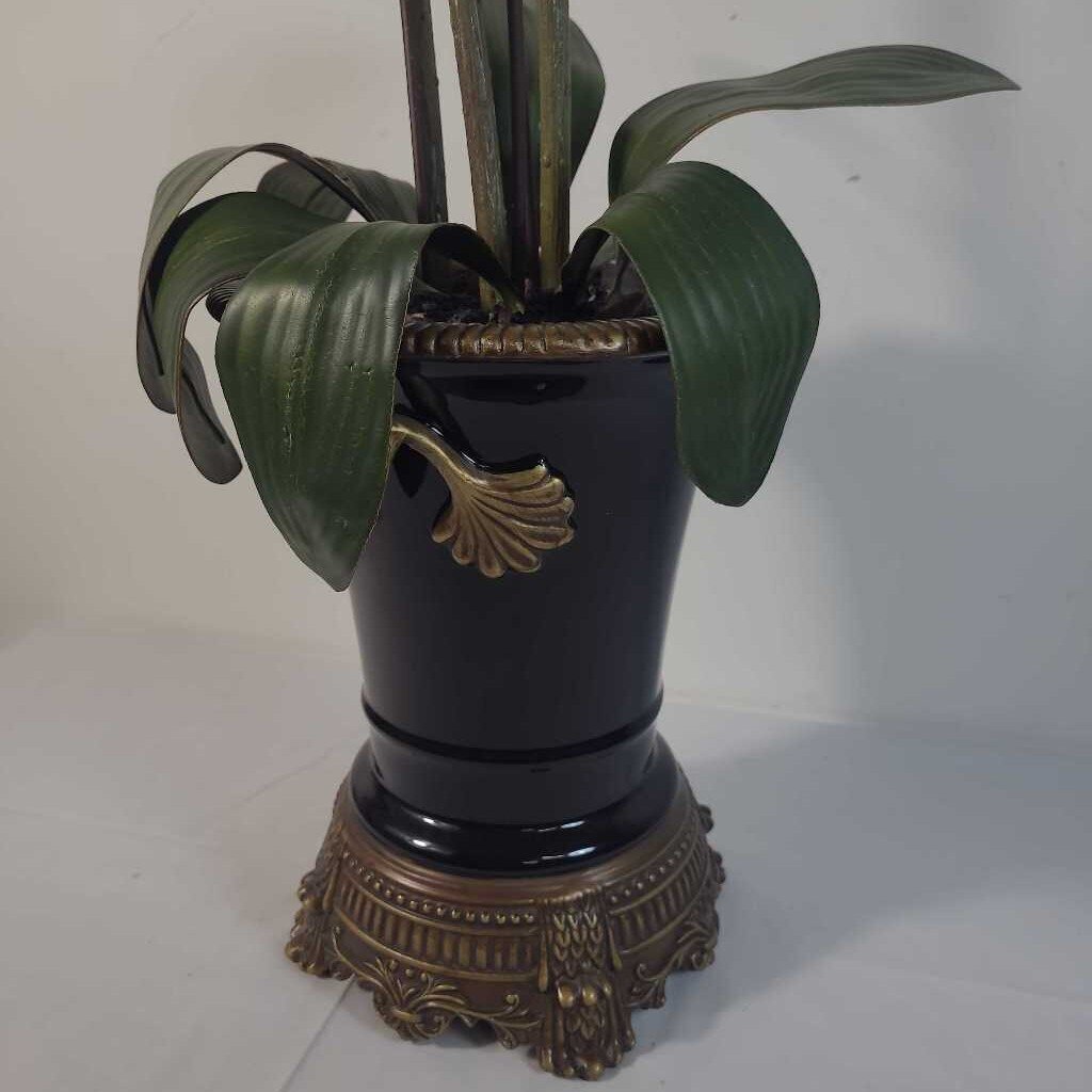 FAUX ORCHIDS IN BLACK & GOLD POT
