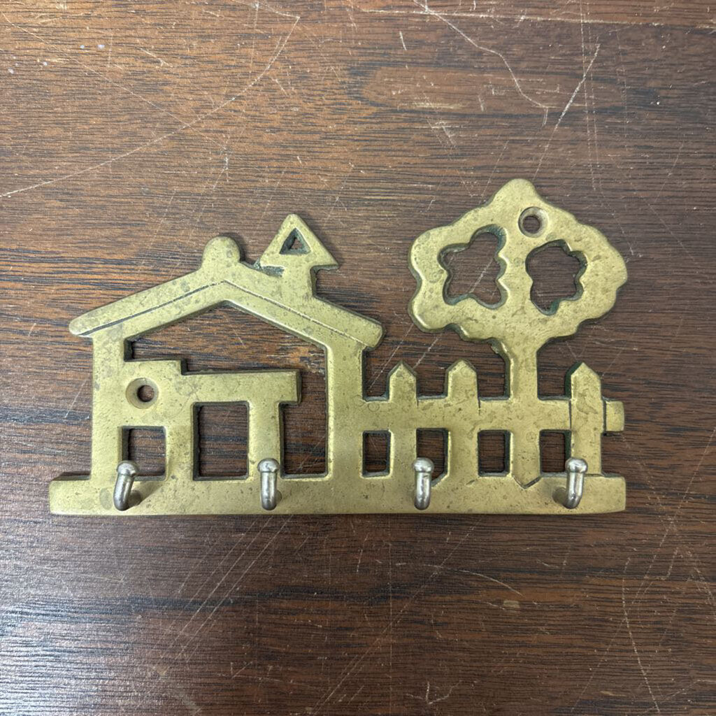 BRASS KEY RACK HOUSE AND GARDEN SILHOUETTE