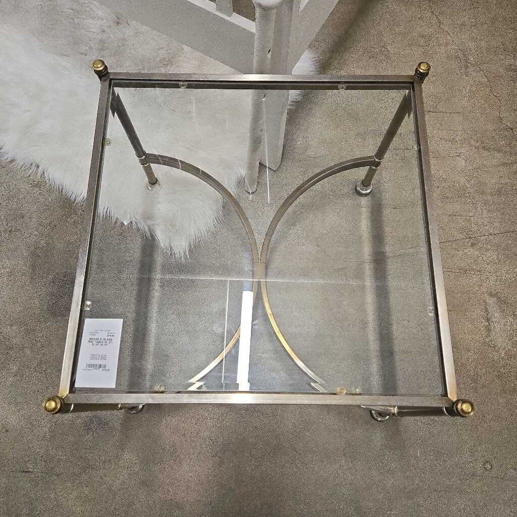 BRASS & GLASS END TABLE