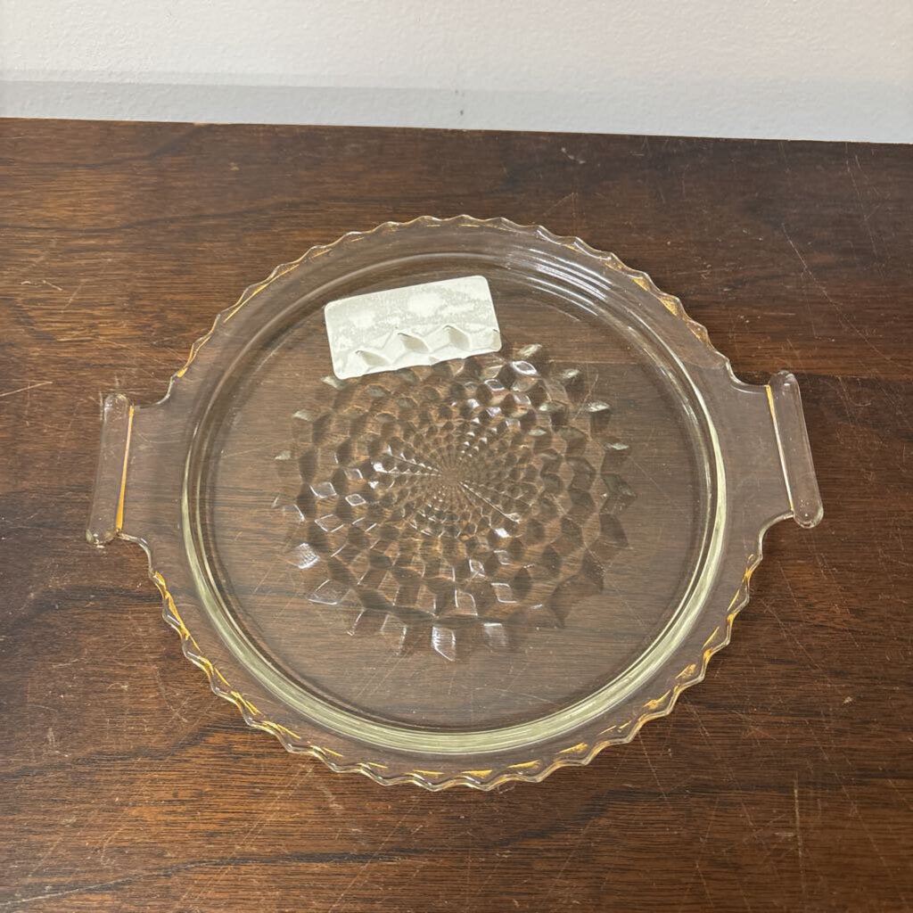 TIDBIT TRAY WITH HANDLES FOR VANITY, KEYS OR NIBBLIES JEANNETTE GLASS