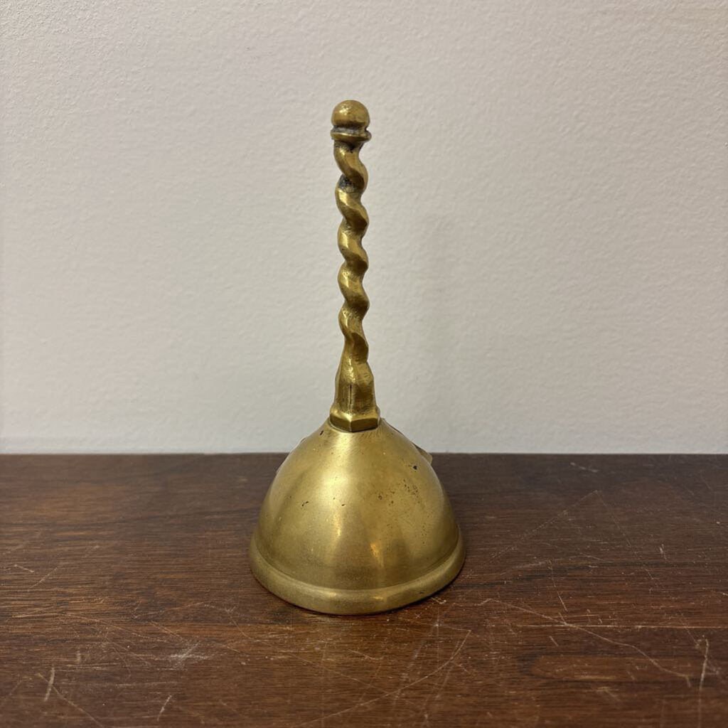 SOLID BRASS BELL WITH UNIQUE TWISTED HANDLE 6"TALL