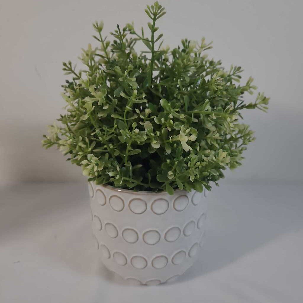 FAUX GREENERY IN GREY POT