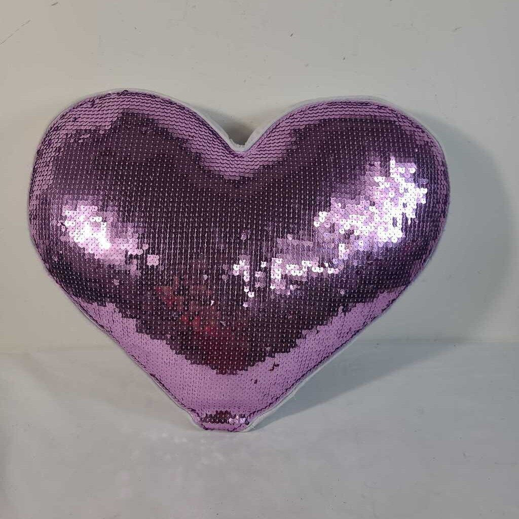 PURPLE SEQUIN HEART PILLOW