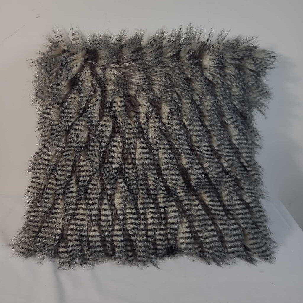 STRIPED FAUX FUR PILLOW