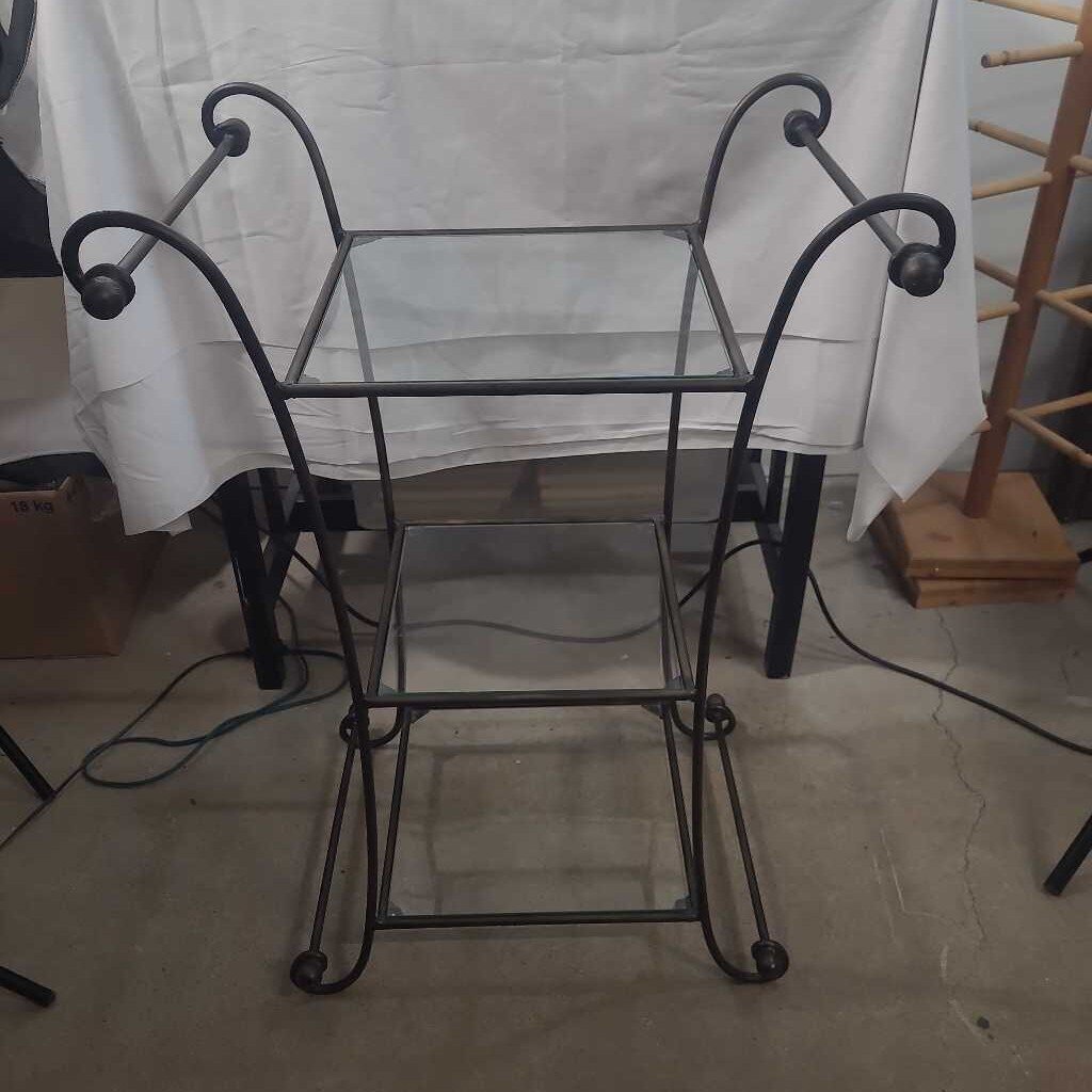 3 TIER BRONZE & GLASS STAND