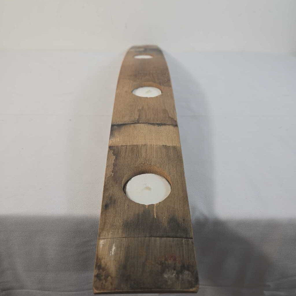 WOODEN BARREL TEALIGHT HOLDER