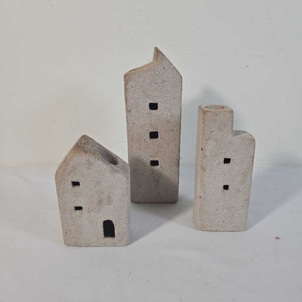 S/3 HOUSE CANDLE HOLDERS